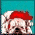 A pixelated character with red hair and white fur-like texture appears in a of frames, showing variations in text above its head