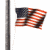 Animated contact sheet of 8 sequential frames showing a waving American flag on a pole against white background, each frame depicting slightly different wave positions and motion blur effects.