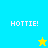 Four display 'HOTTIE!' text with a yellow star in the top-right and blue star in bottom-left, each split into two colored sections