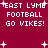Maroon background with white pixelated text reading 'EAST LYME FOOTBALL GO VIKES!' and scattered plus signs, displayed in a repeated pattern