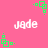 Pixelated pink background with green square patterns and white text reading 'jade' scattered across the image.