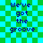 Pixelated text "We've got the groove" repeated on a green and cyan checkered background with visible pixelation artifacts.
