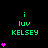 Green text 'i luv KELSEY' with pink hearts on black background, animated heart count changes across frames.