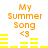 Orange text 'My Summer Song' with '<3' and yellow audio waveforms on white background, animated waveform changes.