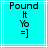 Two identical cyan square with white lines, each displaying black pixelated text and symbols