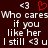 Dark red background with white pixelated text and three <3 symbols, one of which is a solid red heart shape.