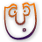 A 3x3 grid of animated frames showing a cartoon face with orange and purple outlines, white fill, and small dark dot eyes on a gray background.