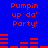 Blue background with red pixelated text 'Pumpin up da' Party!' and horizontal bar graphs in a