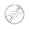 Six white icons on gray background: CD, play triangle, eye, microphone, headphones, CD text, ear