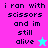 Pixelated text reads 'i ran with scissors and im still alive' on four colored backgrounds, each with a distinct star icon.