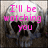Pixelated image with pink text reading "I'll be watching you" over a dark, blurry background featuring two black heart shapes.