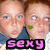 Two pixelated faces side-by-side with a pink 'SEXY' text block below, set against a blurred background.