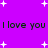 Purple background with white plus signs and repeated black text 'I love you I love you' in two