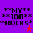 Purple background with black text reading "**MY** **JOB** *ROCKS*" and red star symbols, two identical frames showing static content.