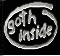 Oval-shaped icon with 'goth inside' text in stylized lowercase letters, displayed across four of identical frames showing subtle animation changes