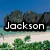 Pixelated beach scene with trees and text 'Jackson' above, transitioning to dark vertical stripes with 'is' text, then colorful pencils with 'Wicked' text below.