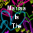 Pixelated text on a black background with colorful abstract lines, stating 'Marisa is The With the Best boyfriend EVER!' and 'Absolute coolest person EVER' in white block letters.