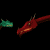 Animated sequence of red and green dragon heads alternating against black background, each head facing left with open mouth.