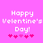 Pixelated pink background with white text reading 'Happy Valentine's Day!' and five pink hearts below, two versions side-by-side.