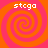 Four identical spiral patterns in orange and pink with 'stcgo' text above each spiral on a solid background.