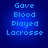 Four identical blue circular icons with pixelated text reading 'Gave Blood Played Lacrosse' on a dark blue background.