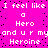 Pixelated text on a bright pink background with scattered black dots, repeating 'I feel like a Hero and u r myand u r my Heroine' in white block letters.
