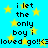 Pixelated text on a bright blue background with yellow stars, repeating the phrase "i let the only boy i loved go!!<3" in multiple