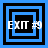 Four square display a pixelated 'EXIT #9' text over layered blue and black borders, with varying border configurations across the