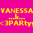 Pixelated yellow text 'VANESSA' and '<3PARTY' on bright pink background with purple rectangular overlays shifting position across frames.