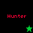 Four display 'Hunter' text with green and black star icons on contrasting backgrounds