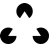 Black and white optical illusion icon set with three distinct shapes and text elements arranged in a