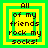 Four identical pixelated squares with green and yellow borders display the text "All of my friends rock my socks!" in black pixelated font.