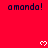 Red background with repeated 'amanda!' text and white pixel hearts, partially cropped at bottom right.