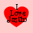 Red heart-shaped icon with black text "I Love Justin" on light pink background, four identical static frames.