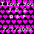 Pixelated icon with repeating pink and purple heart patterns, white text reading "I Love You" and "J. P. S." over a black background.