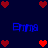 Dark blue background with red pixelated hearts and blue text reading 'Emma' in four positions.