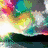 Four distinct pixelated images arranged in a : abstract color swirls, a daisy-like flower, a rainbow-hued eye, and rainbow-colored lips