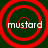 Four identical red concentric circles on dark green background with white text 'mustard' inside each circle.