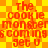 Pixelated orange text on yellow checkered background reads 'The cookie monster's coming get u' in repeated with slight vertical misalignment