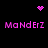 Pixelated pink text and symbols on black background with animated dot patterns.
