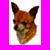 Pixelated animal head with brown and black fur, large ears, dark eyes, and a light-colored muzzle against gray background.