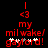 Red pixelated text on black background reads 'I <3 my mil wake! gaylord!' with white sparkles below 'mil wake!'