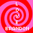 Four identical pixelated with red and pink spiral backgrounds, each displaying vertical 'LOVE' text and horizontal 'BRANDON' text in white pixel font