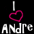 Pixelated icon with white 'I' and pink heart symbol above partial text 'Andre' on black background.