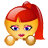 Pixelated character with red hair and yellow face showing two distinct facial expressions side-by-side.