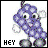 Animated contact sheet of a purple raisin mascot with green leaves, displaying sequential text and pose changes across eight frames.