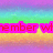 Rainbow gradient background with pink pixelated text fragments and a gray rectangle on the right.