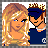 Pixel art contact sheet showing two animated frames of a cartoon couple with text "I Love Him!!" on the right frame.