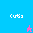 Four pixelated display 'Cutie' text with star icons; top-left blue, bottom-left pink, top-right and bottom-right light blue backgrounds