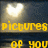 A pixelated image with a heart-shaped light source above yellow text reading 'pictures of you' on the left and 'pictures of me' on the right.